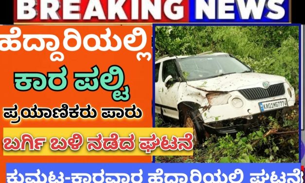 ಬರ್ಗಿಯಲ್ಲಿ ಕಾರ ಪಲ್ಟಿ : ಪ್ರಾಣಾಪಾಯದಿಂದ ಪಾರಾದ ಪ್ರಯಾಣಿಕರು