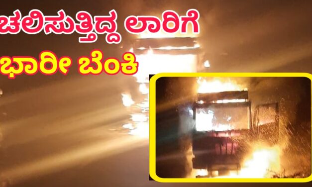 Fire:ಚಲಿಸುತ್ತಿದ್ದ ಲಾರಿಗೆ ಭಾರೀ ಬೆಂಕಿ