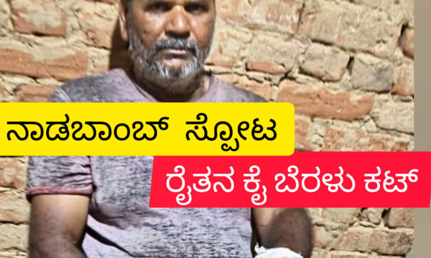ನಾಡಬಾಂಬ್ ಸ್ಪೋಟ ರೈತನ ಕೈ ಬೆರಳು ಕಟ್