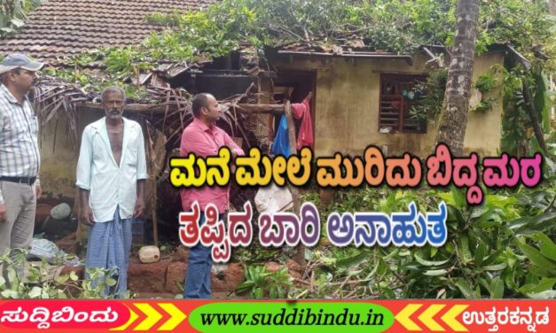 ಗಾಳಿ-ಮಳೆಗೆ ಮನೆ ಮೇಲೆ ಉರುಳಿ ಬಿದ್ದ ಮರ : ತಾಪಂ ಇಓ ಸುನೀಲ್ ಭೇಟಿ.