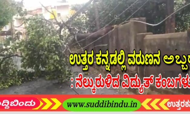 ಉತ್ತರ ಕನ್ನಡಲ್ಲಿ ವರುಣನ ಅಬ್ಬರ : ನೆಲ್ಕುರುಳಿದ ವಿದ್ಯುತ್ ಕಂಬಗಳು