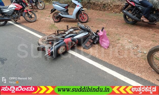 ಆಕಳು ಕರು ತಪ್ಪಿಸಲು ಹೋಗಿ ಬೈಕ್ ಪಲ್ಟಿ : ಸವಾರ ಗಂಭೀರ