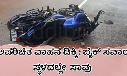 ಅಪರಿಚಿತ ವಾಹನ ಡಿಕ್ಕಿ : ಬೈಕ್ ಸವಾರ ಸ್ಥಳದಲ್ಲೇ  ಸಾವು