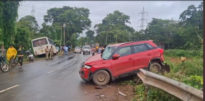 ಬಸ್‌ ಕಾರು ನಡುವೆ ಮುಖಾಮುಖಿ ಅಪಘಾತ