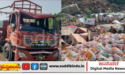 ಎಣ್ಣೆ ಕುಡಿದ ಚಾಲಕ, ಎಣ್ಣೆ ಲಾರಿ ಪಲ್ಟಿ : ಹಾರವಾಡದಲ್ಲಿ ಘಟನೆ