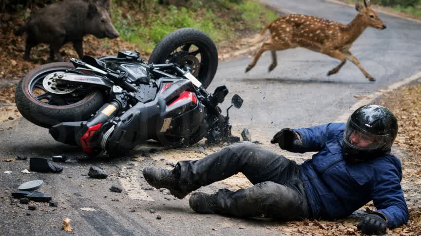 ಕಾಡು ಪ್ರಾಣಿಯನ್ನು ತಪ್ಪಿಸಲು ಹೋಗಿ ಬೈಕ್ ಪಲ್ಟಿ : ವಿಜಯ ಕರ್ನಾಟಕ ಪತ್ರಿಕೆಯ ಬಸಯ್ಯ ಗಂಭೀರ