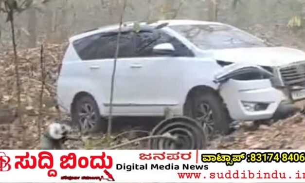 ಇನೋವಾ ಕಾರು ವಿದ್ಯುತ್ ಕಂಬಕ್ಕೆ ಡಿಕ್ಕಿ : ಕಲ್ಬುರ್ಗಿಯಿಂದ ಪ್ರವಾಸಕ್ಕೆ ಬಂದ ವೇಳೆ ಘಟನೆ