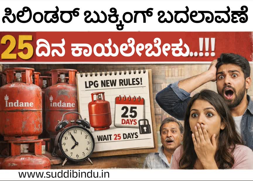 ಸಿಲಿಂಡರ್ ಬುಕ್ಕಿಂಗ್ ದಿಢೀರ್ ಬದಲಾವಣೆ : ಈಗ 25 ದಿನ ಕಾಯಲೇಬೇಕು…!!!