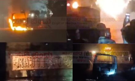 ಚಲಿಸುತ್ತಿದ್ದ ಒಮ್ನಿ ಬೆಂಕಿಗಾಹುತಿ : ಪ್ರಯಾಣಿಕರು ಪಾರು