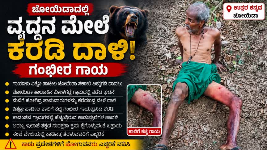 ವೃದ್ಧನ ಮೇಲೆ ಕರಡಿ ದಾಳಿ : ಗಂಭೀರ ಗಾಯ