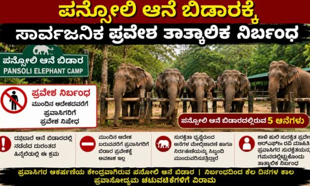ಪನ್ಸೋಲಿ ಆನೆ ಬಿಡಾರಕ್ಕೆ ಸಾರ್ವಜನಿಕ ಪ್ರವೇಶ ತಾತ್ಕಾಲಿಕ ನಿರ್ಬಂಧ
