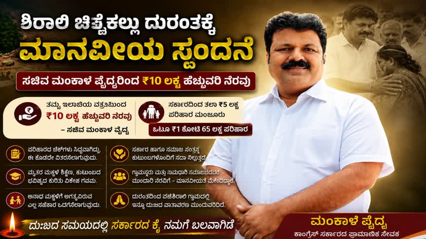 ಶಿರಾಲಿ ಚಿಪ್ಪೆಕಲ್ಲು ದುರಂತಕ್ಕೆ ಮಾನವೀಯ ಸ್ಪಂದನೆ : ಸಚಿವ ಮಂಕಾಳ ವೈದ್ಯರಿಂದ ೧೦ ಲಕ್ಷ ಹೆಚ್ಚುವರಿ ನೆರವು
