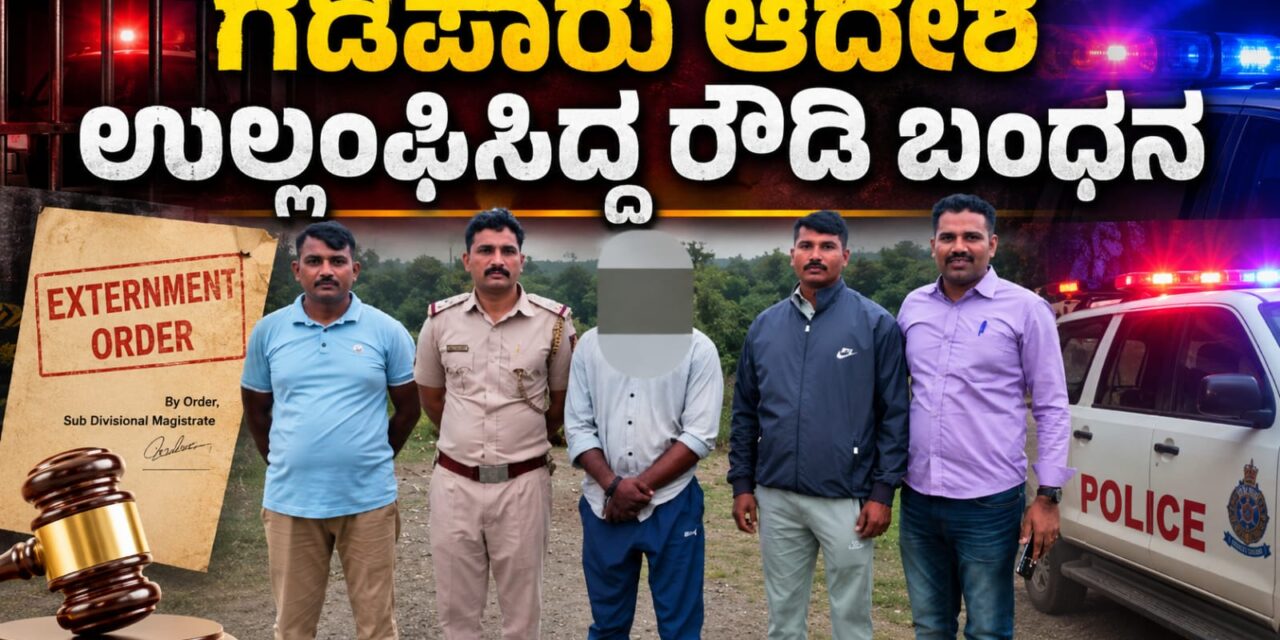 ಗಡಿಪಾರು ಆದೇಶ ಉಲ್ಲಂಘಿಸಿದ್ದ ರೌಡಿ ಬಂಧನ