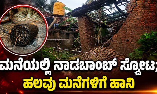 ಮನೆಯಲ್ಲಿ ನಾಡಬಾಂಬ್ ಸ್ಫೋಟ; ಹಲವು ಮನೆಗಳಿಗೆ ಹಾನಿ