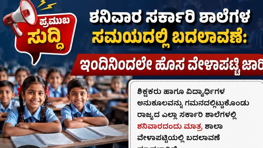 ಶಾಲಾ ವೇಳಾಪಟ್ಟಿಯಲ್ಲಿ ಏಕರೂಪತೆ: ಇನ್ನು ಎಲ್ಲ ಶಾಲೆಗಳು ಬೆಳಗ್ಗೆ 8.30ರಿಂದ ಆರಂಭ