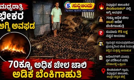 ಮಧ್ಯರಾತ್ರಿ ಭೀಕರ ಅಗ್ನಿ ಅವಘಡ:  ಚಾಲಿ ಅಡಿಕೆ ಬೆಂಕಿಗಾಹುತಿ