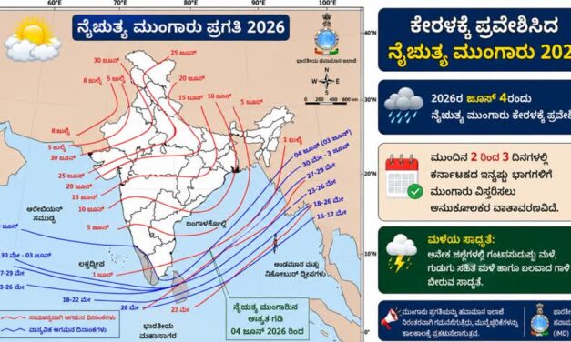 ಕೇರಳಕ್ಕೆ ಮುಂಗಾರು ಎಂಟ್ರಿ : ಕರ್ನಾಟಕದತ್ತ ಮುಂಗಾರಿನ ಹೆಜ್ಜೆ; ಕಾರವಾರದಲ್ಲಿಯೂ ಅಬ್ಬರಿಸುತ್ತಿರುವ ವರುಣ