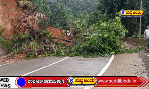 ದೇವಿಮನೆ ಘಟ್ಟದಲ್ಲಿ ಗುಡ್ಡ ಕುಸಿತ : ಬೈಕ್ ಸವಾರನ ಮೇಲೆ ಬಿದ್ದ ಮರ ಅದೃಷ್ಟವಶಾತ್ ಪ್ರಾಣಾಪಾಯದಿಂದ ಪಾರು,