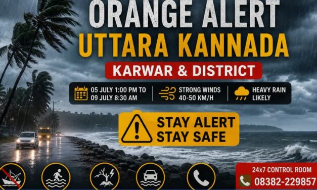 ಗಂಟೆಗೆ 50 ಕಿ.ಮೀ. ಗಾಳಿ, ಧಾರಾಕಾರ ಮಳೆ; ಉತ್ತರ ಕನ್ನಡಕ್ಕೆ ಎಚ್ಚರಿಕೆ