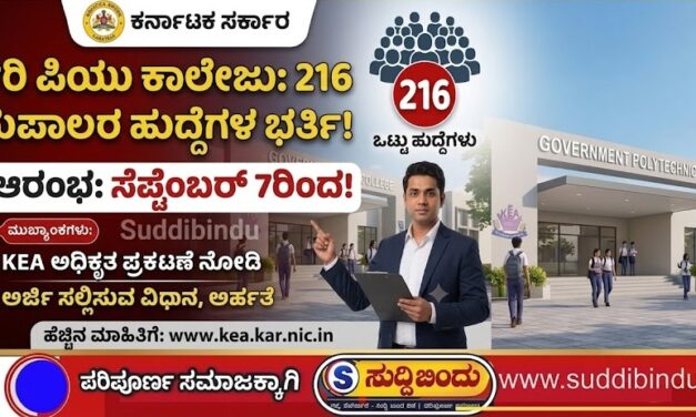 ಸರ್ಕಾರಿ ಪಿಯು ಕಾಲೇಜುಗಳಲ್ಲಿ 216 ಪ್ರಾಂಶುಪಾಲರ ಹುದ್ದೆ ಖಾಲಿ: ಸೆ.7ರಿಂದ ಅರ್ಜಿ ಆರಂಭ!