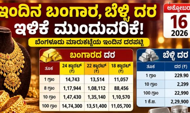 ಬಂಗಾರ, ಬೆಳ್ಳಿ ದರದಲ್ಲಿ ಇಳಿಕೆ; ಇಂದಿನ ದರ ಎಷ್ಟಿದೆ?